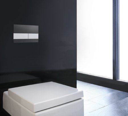 Кнопка смыва TECE Square 9240806 черное стекло, кнопка сатин 