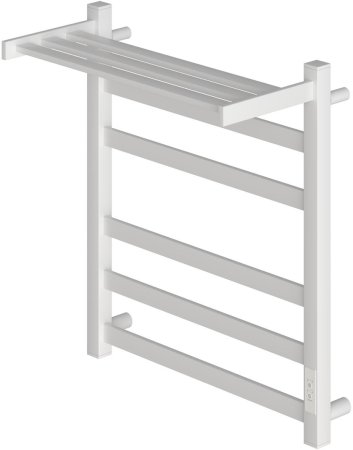 Полотенцесушитель электрический Point Меркурий PN83856PW П5 500x600 с полкой, диммер справа, белый 