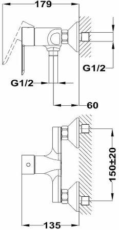 Смеситель для душа Teka Petra 812316200 Хром 