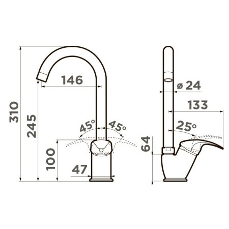 Смеситель для кухонной мойки Omoikiri Umi PA 