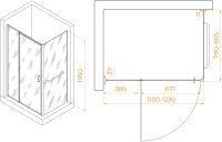 Душевой уголок RGW PA-078-1B (RGW PA-008B + Z-060-2B) 1100x800