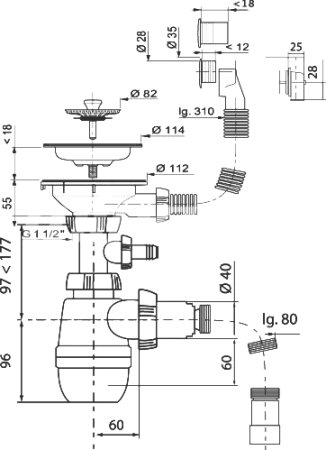 Сифон для мойки Wirquin Neo 30987091 