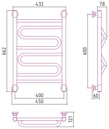 Полотенцесушитель водяной Сунержа Элегия+ 60x40 