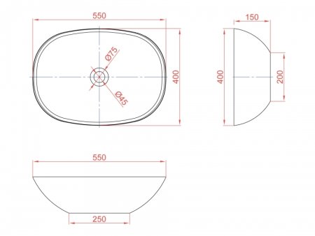 Раковина-чаша Montebianco Loreto Cinque 400 55 12023 Белая 