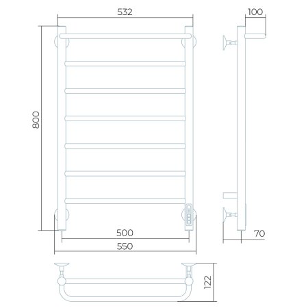 Полотенцесушитель электрический Larusso Прайм КС П7 50х80 9005 
