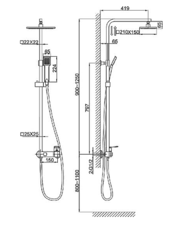 Душевая система D&K Speyer Rhein DA1313701A04 хром 