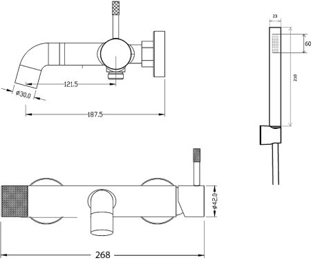 Смеситель для ванны Boheme Uno 463-G Золото 