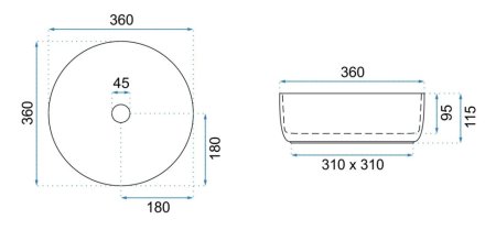 Раковина 36х36 см Rea Sami REA-U6630 