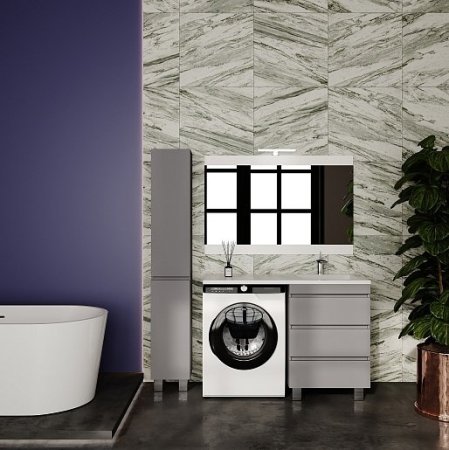 Тумба напольная "Даллас ЛЕОН 120" (3 ящ.) Люкс серая, PLUS 