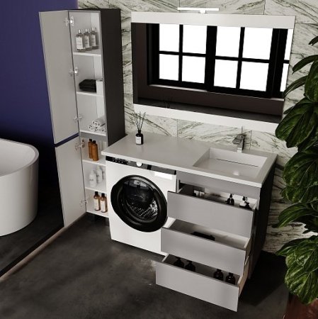 Тумба напольная "Даллас ЛЕОН 120" (3 ящ.) Люкс серая, PLUS 