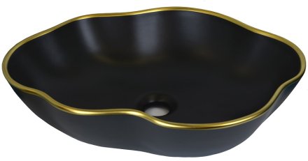 Раковина-чаша Bronze de Luxe 50 1395 Черная с золотым ободом 