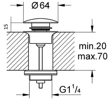 Донный клапан Bronze de Luxe 1760'S Loft 008CC click-clack Хром матовый 