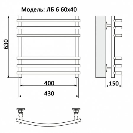 Полотенцесушитель водяной Ника Bamboo ЛБ6 60х40 