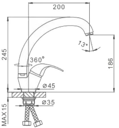 Смеситель для кухни Frap H15 F4115-2 Хром 