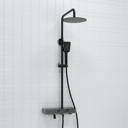 Душевая система WasserKRAFT A114.258.130.CB Thermo с термостатом Черная матовая 