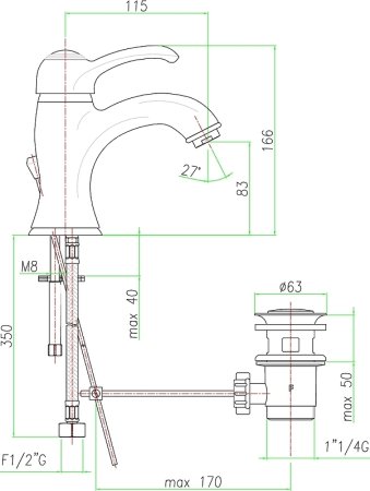 Смеситель для раковины Fiore Jafar 47ZZ5221 Бронза 