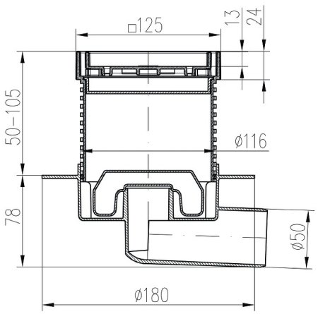 Душевой трап Paini C425XL с решеткой под плитку 