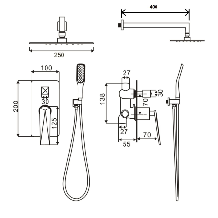 Душевая система Boheme Venturo 374-2 белый / хром 