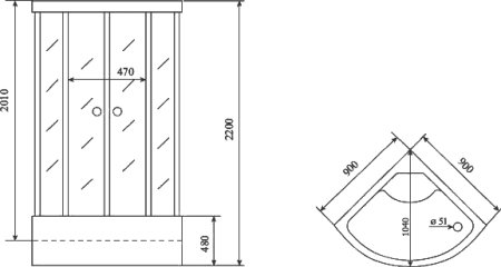 Душевая кабина Timo Standart T-6690 B профиль черный 