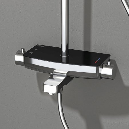 Душевая система Teska Mira DK3602C с термостатом Хром Черное стекло 