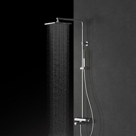Душевая система Teska Mira DK3602C с термостатом Хром Черное стекло 
