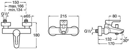 Смеситель для ванны Roca Malva 5A023BC0M Хром 