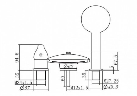 Смеситель для ванны на 3 отверстия Aquanet Practic 2 AF111-63B 