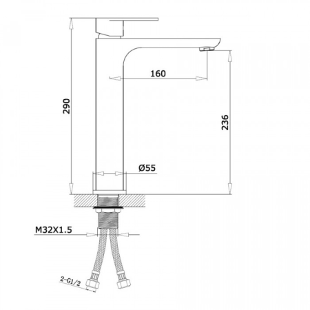 Смеситель для накладной раковины Ganzer GZ21012C чёрный 