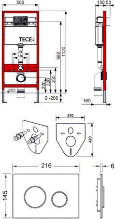 Система инсталляции для унитазов TECE Loop K440920 4 в 1 с кнопкой смыва 