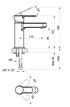 Смеситель для раковины Azario Tevis AZ-15494501 Хром 