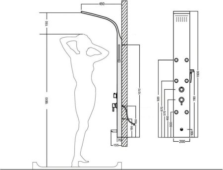 Душевая панель Aquanet Galaxy Black AP40-05 237440 Черный матовый 