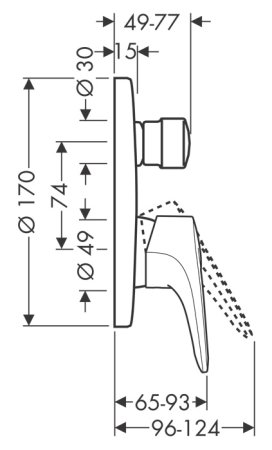 Смеситель Hansgrohe Metris E 31675000 для душа 
