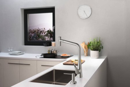 Смеситель Hansgrohe Metris Select M71 73816800 для кухонной мойки, сталь 