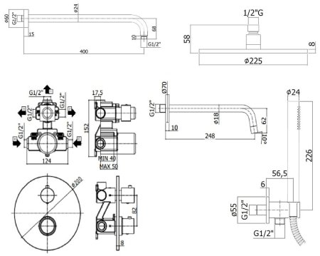 Душевая система Paffoni Light KITLIQ019BO046 с термостатом Белая матовая 