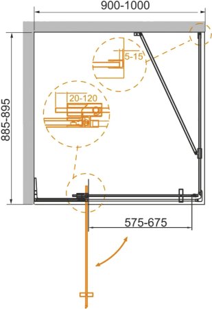 Душевой уголок Cezares Slider AH 1 90/100 90 C Cr 