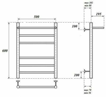 Электрический полотенцесушитель Point Аврора PN10156PE П5 500x600 с полкой левый/правый Хром 