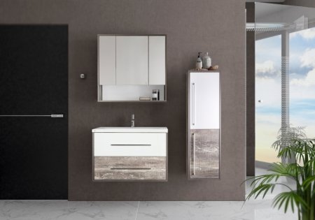 Тумба под раковину Style Line Экзотик 80 Plus подвесная Белый Светлое дерево 