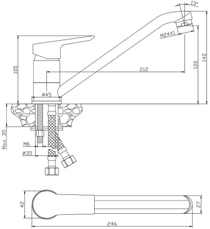 Смеситель для кухни Olive's Sevilla 20400SV Хром 