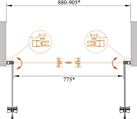 Душевая дверь в нишу Cezares ECO-O-B-2-90-P-Cr стекло punto 