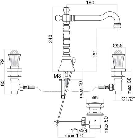 Смеситель для раковины Fiore VENERE SKY (SWAROVSKI®) 13OO0637, золото 