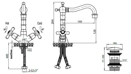 Смеситель Cezares Retro LS2-03 для раковины 
