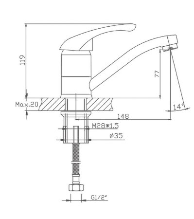 Смеситель для раковины HAIBA CRON CN4503 