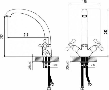 Смеситель для кухонной мойки Zorg Sanitary ZR 800 K-90-2 