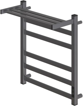 Полотенцесушитель электрический Point Меркурий PN83856PGR П5 500x600 с полкой, диммер справа, графит премиум 