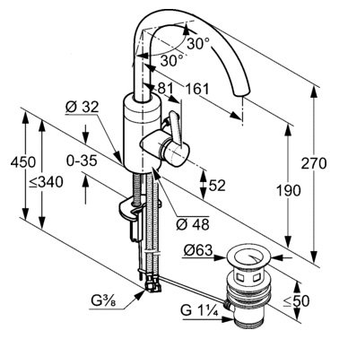 Смеситель Kludi Bingo star 420300578 для раковины 