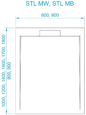 Душевой поддон квадратный RGW STL MB Черный мрамор  800x800 