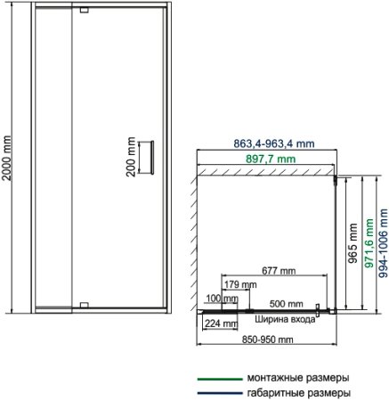 Душевой уголок WasserKRAFT Berkel 48P18 90x100 см 