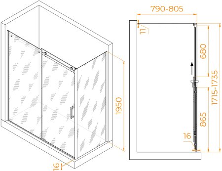 Душевой уголок RGW TO-44-1 (TO-14 + Z-060-2) 1700x800 