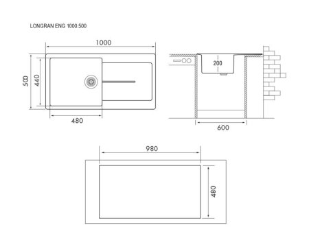 Мойка для кухни каменная Longran Enigma ENG 100x50 Марон 