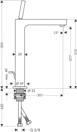 Смеситель Axor Citterio 39020000 для раковины 